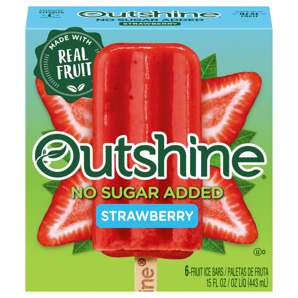 Outshine No Sugar Added Strawberry Fruit Ice Bars - 6 ct