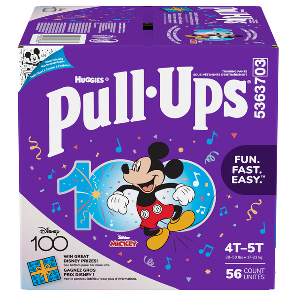 Pull Ups Boys 4T 5T Training Pants 38 50 lb 56 ct box Giant
