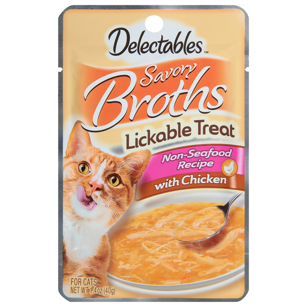 Delectables Savory Broths Non Seafood with Chicken Lickable Cat Treat 1.4 oz pkg GIANT