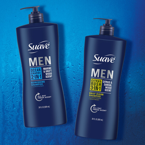 Suave Professionals Men's 3-in-1 Shampoo Conditioner & Body Wash, Citrus Rush - 28 fl oz bottle