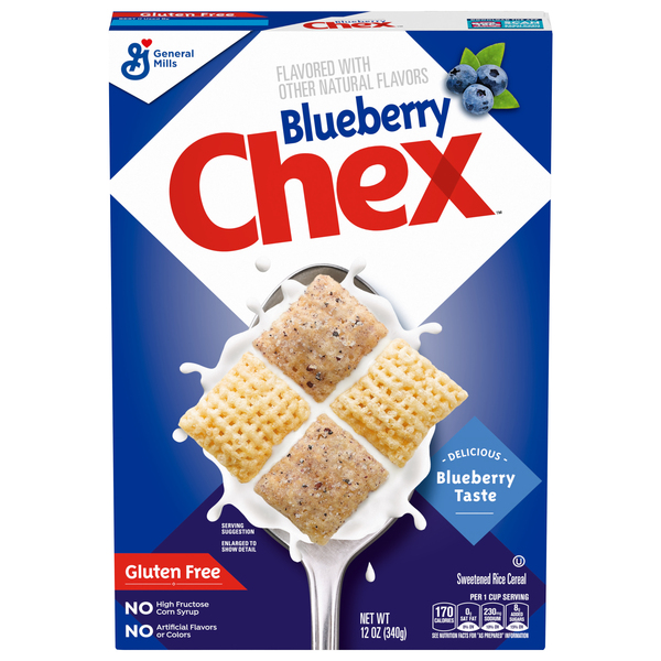 Blueberry Chex Cereal, Gluten Free Breakfast Cereal, Made with Whole Grain, 12 OZ 12 OZ BOX