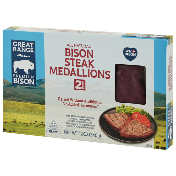 Great Range Medallions Bison Steak 2 ea 12 OZ PKG