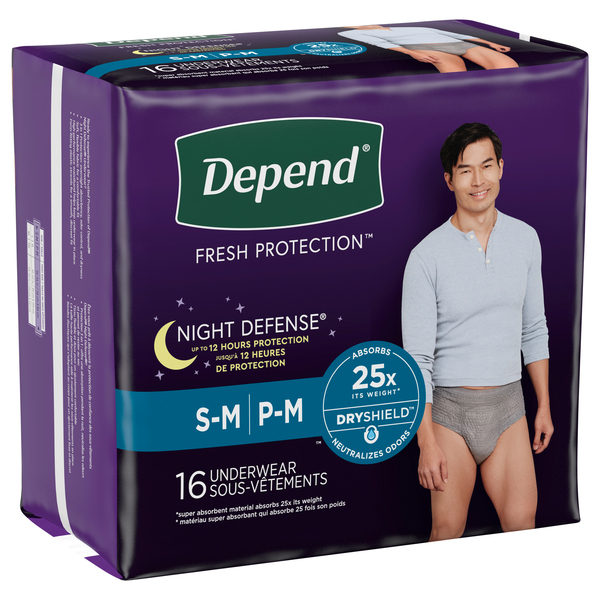 Depend Men's Fresh Protection Night Defense Incontinence Underwear