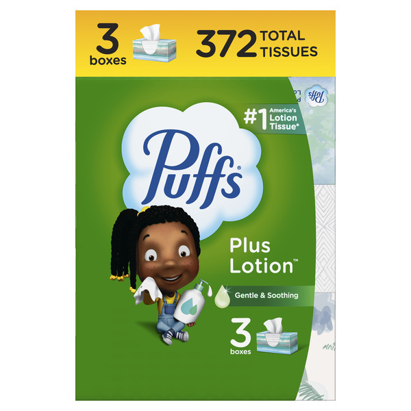 Puffs Plus Lotion White Facial Tissues 124 ct Box