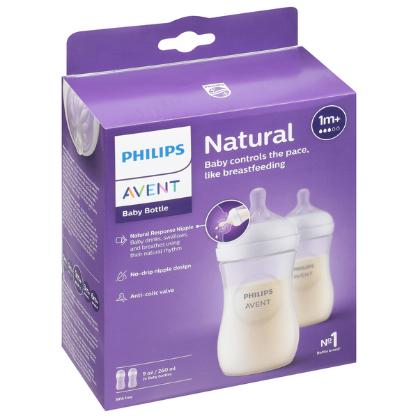 Philips Avent Natural Baby Bottle 9 oz 1m+ - 2 ct box