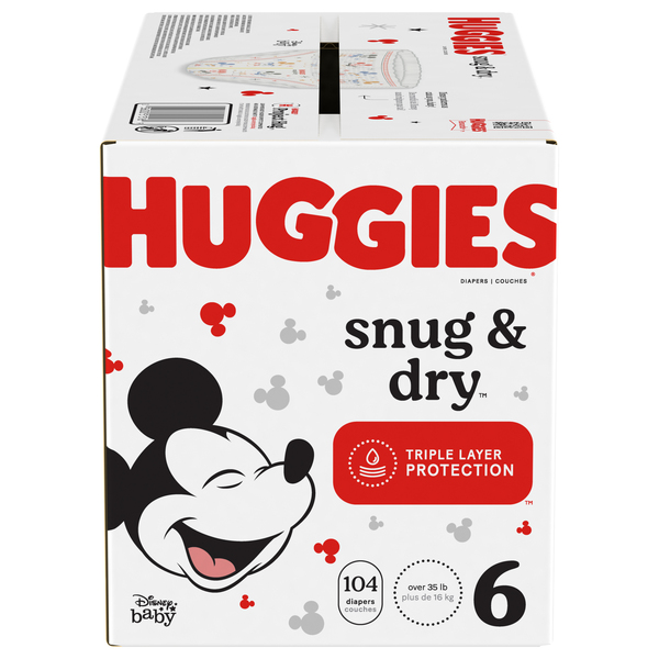 Huggies Snug Dry Size 6 Baby Diapers 35 lb 104 ct box MARTIN S