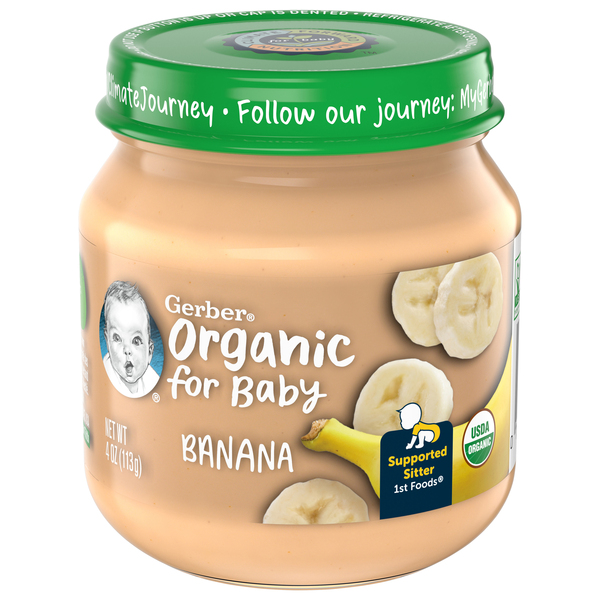 Gerber Stage 1 Baby Food Banana Organic 4 oz jar GIANT