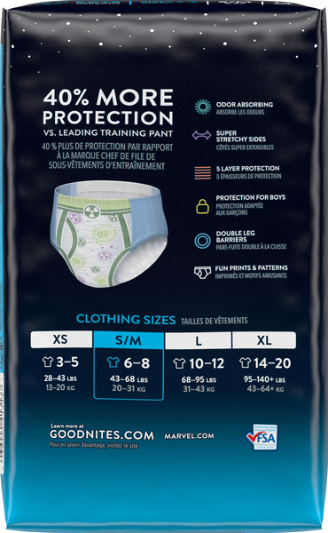 Goodnites Boys' Nighttime Bedwetting Underwear Size S/M (43-68 lbs), 14 ct  - City Market