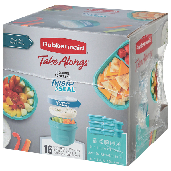 Rubbermaid TakeAlongs Twist & Seal 1.6-Cup Food Storage Containers