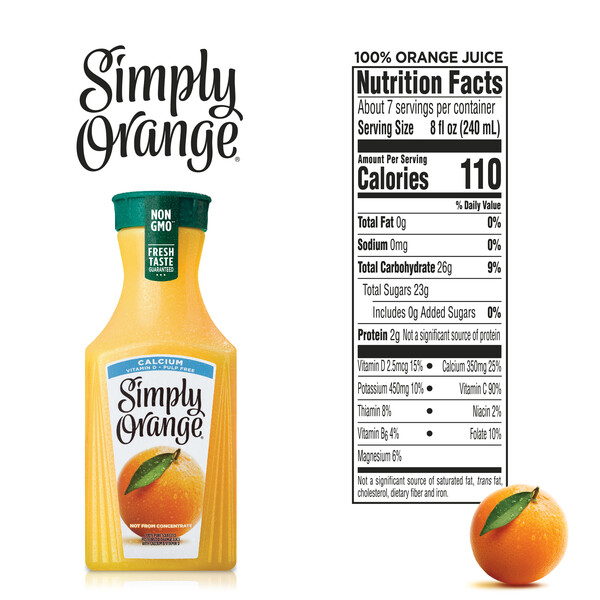Simply Orange Original Orange Juice Pulp Free 11.5oz Bottle