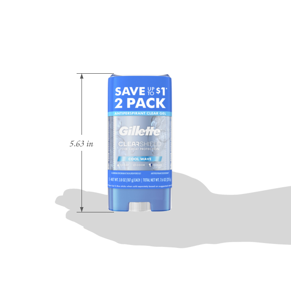 Gillette Cool Wave Antiperspirant Deodorant Clear Gel 3.8 oz/2 ct - 7.6 oz  pkg | MARTIN'S
