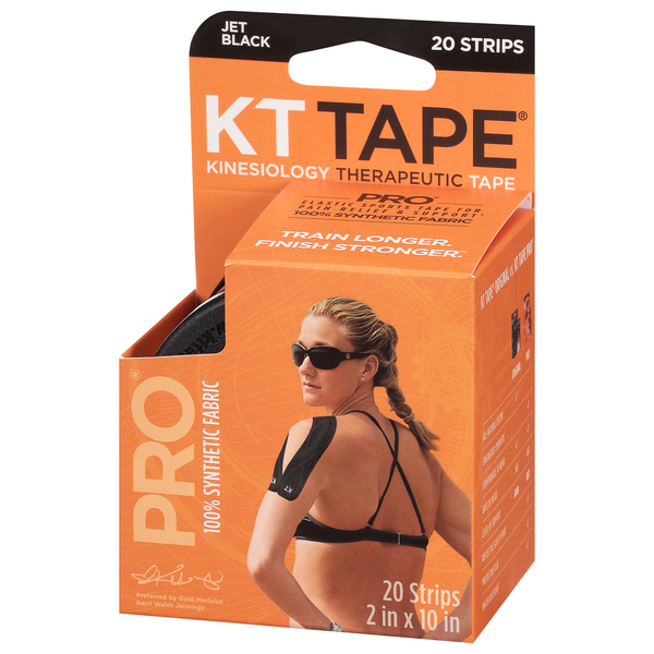 KT Tape Therapeutic Tape Strips Jet Black - 20 ct box