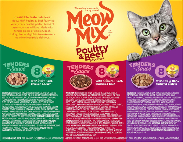 Meow Mix Poultry Beef Wet Cat Food Variety Pack 12 ct 4.2 lb