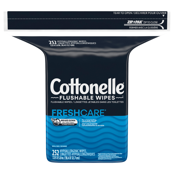Cottonelle FreshCare Flushable Wipes Refill 252 ct pkg GIANT