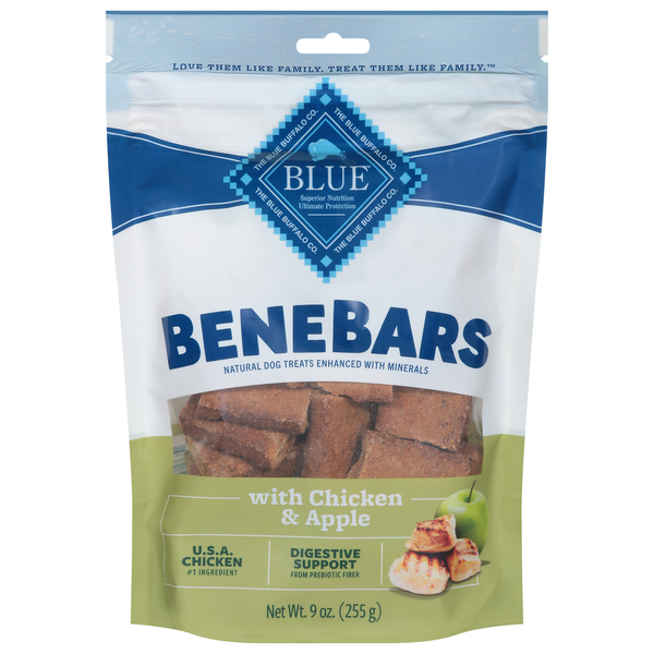 BLUE Benebars Natural Digestive Support with Chicken Apple Dog Treats 9 oz pkg Stop Shop