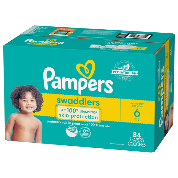 Pampers Swaddlers Size 6 Diapers 35 lbs 84 ct box Stop Shop