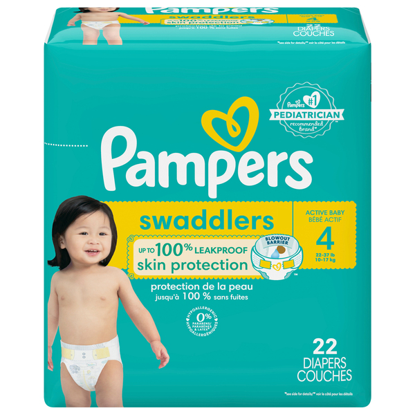 Pampers Couches Swaddlers pour bébé actif, taille 7, 66 couches - 66 ea