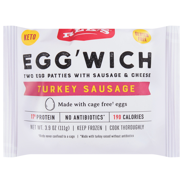 Red's Gluten-Free Turkey Sausage Egg'wich Breakfast Sandwich, Frozen, 3.9  oz, 4 Ct Box