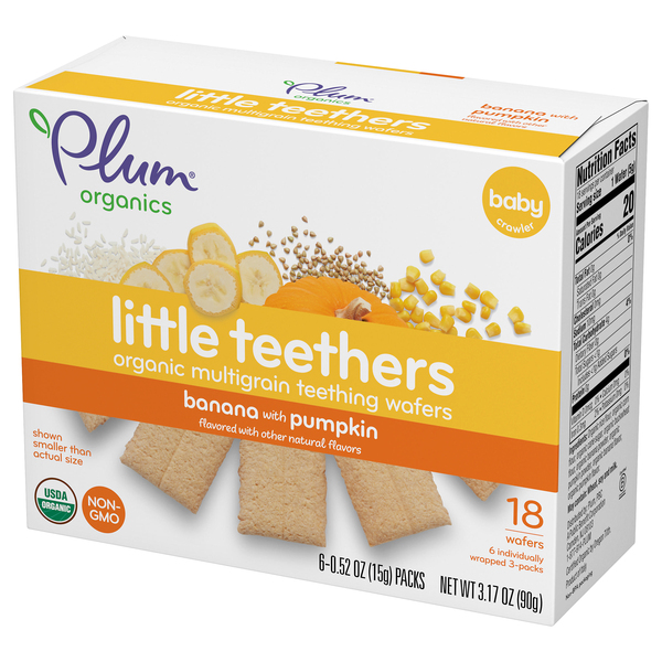 Plum Organics Little Teethers Teething Wafers Banana with Pumpkin