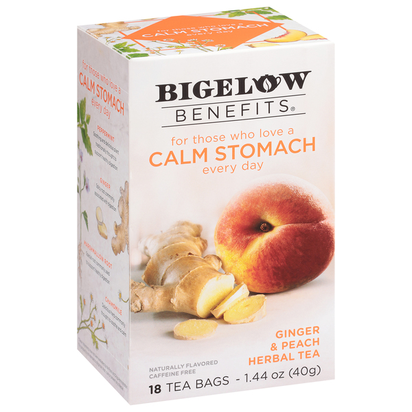 Bigelow Benefits Ginger and Peach Herbal Tea Bags - 18/Box