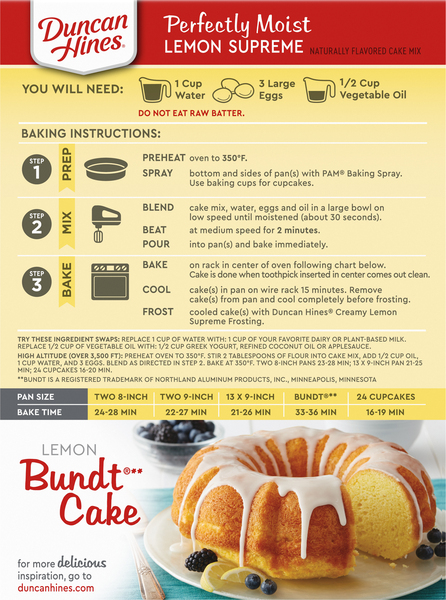 Duncan Hines Signature Perfectly Moist Lemon Supreme Cake Mix - 15.2 oz box  | MARTIN'S