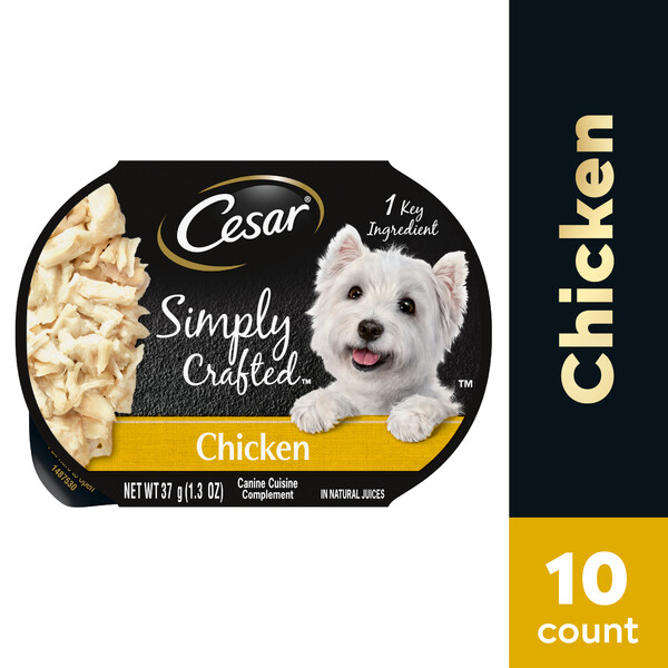 Cesar Simply Crafted Adult Wet Dog Food Meal Topper Chicken 1.3