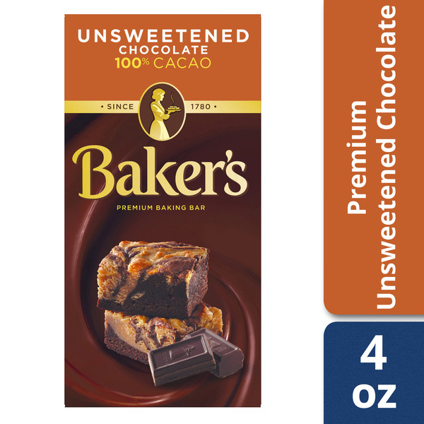 Baker s Premium Baking Bar Unsweetened Chocolate 100 Cacao 4 oz