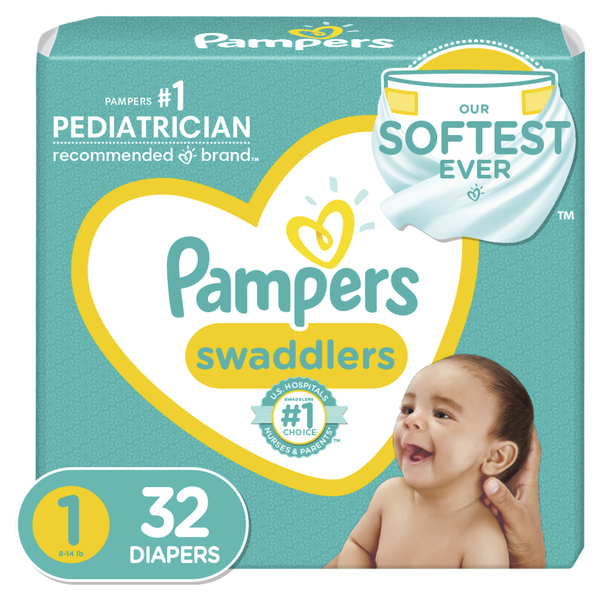 Diapers Newborn/Size 1 (8-14 lb), 32 Count - Pampers Pure