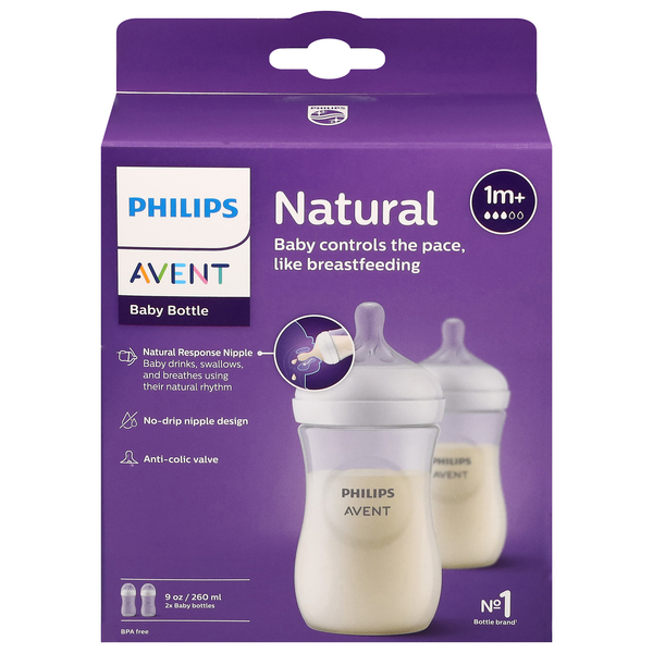 Philips Avent Natural 9 oz Baby Bottle 1m 2 ct box Stop Shop