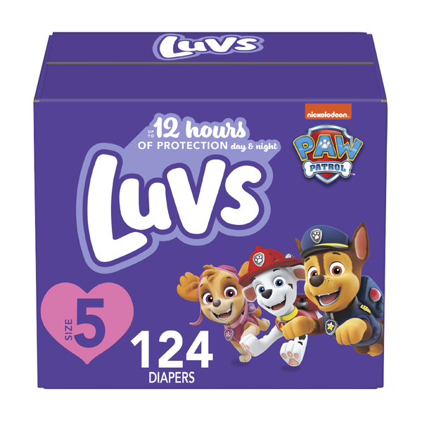 Luvs Nickelodeon Paw Patrol Size 5 Diapers 27+ lbs - 124 ct box