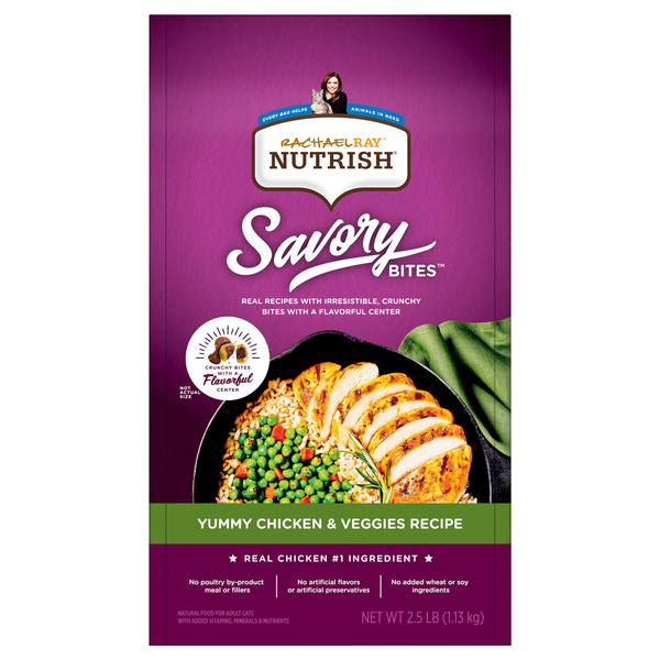 Rachael Ray Nutrish Savory Bites Yummy Chicken Veggie Recipe Dry Cat Food 2.5 lb bag Giant