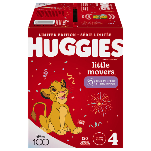 Huggies Little Movers Size 4 Baby Diapers 22 37 Ib 120 ct box
