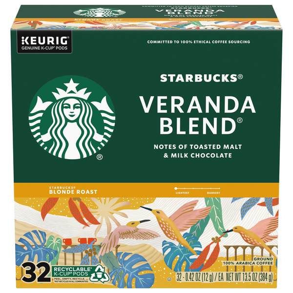 Starbucks Veranda Blend Blonde Roast Coffee K Cup Pods 32 ct box