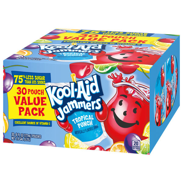 Kool-Aid Jammers Juice Drink Pouches Tropical Punch Value Pack - 30 pk - 6  oz pkg