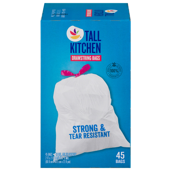 Hefty Strong Tall Kitchen Trash Bags, Unscented, 13 Gallon, 45