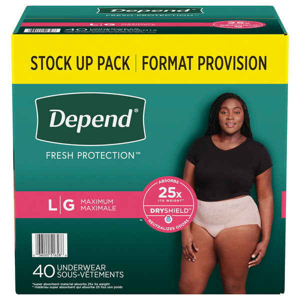 Depend Women's Fresh Protection Incontinence Underwear Maximum