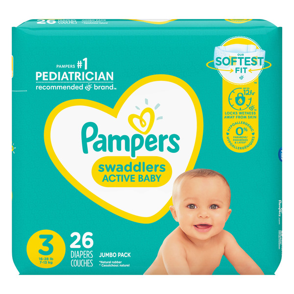 Pampers Swaddlers Size 3 Diapers 16 28 lbs 26 ct pkg GIANT