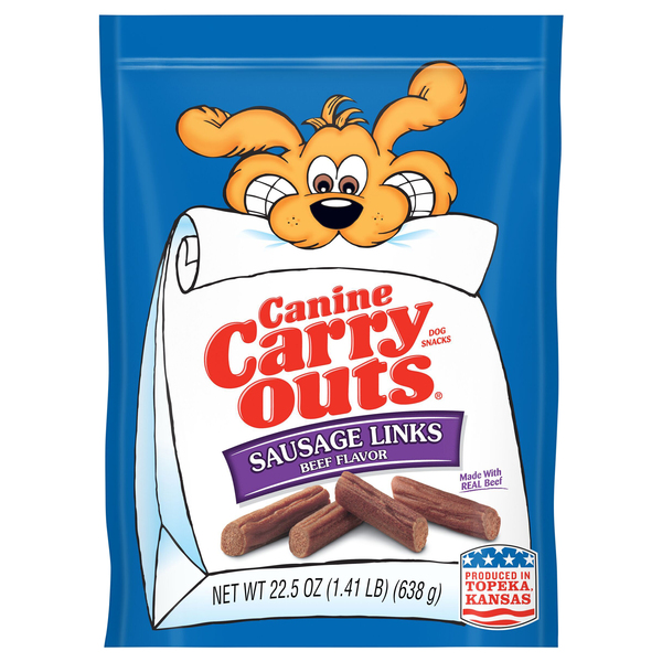 Canine Carry Outs Dog Snacks Sausage Links Beef 22.5 oz pkg