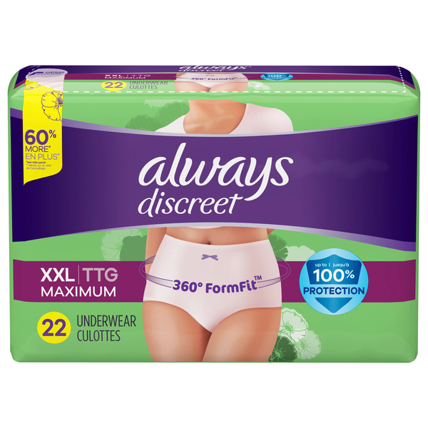 Always Discreet Incontinence Underwear for Women S/M/L/XL/2XL