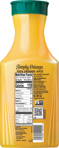 Simply orange 2025 juice nutrition