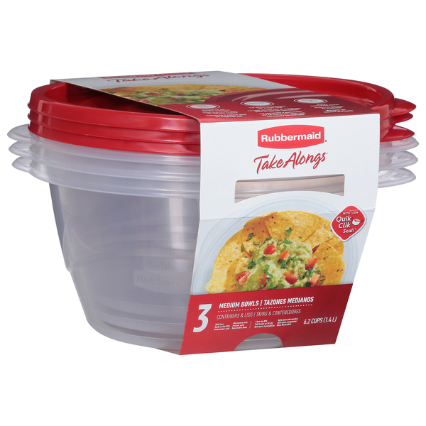 Rubbermaid Take Alongs Containers & Lids, Medium Bowls - 3 container & lids