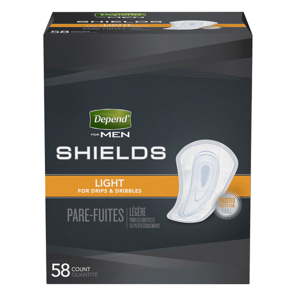 Depend Men's Shields Incontinence Pads Light - 58 ct box