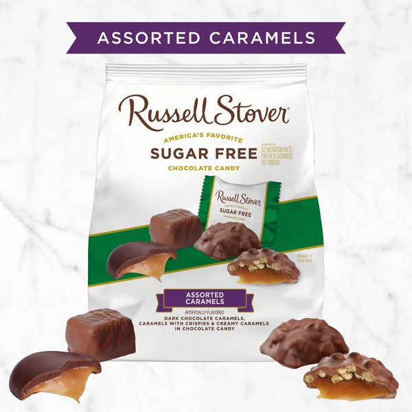 Russell Stover Chocolate Candy, Sugar Free, Peanuts, Caramel & Nougat - 3 oz