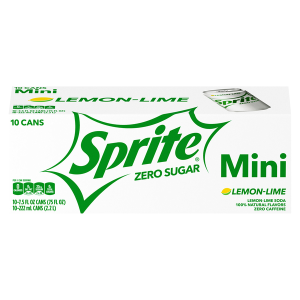 Sprite Zero Sugar Soda 7.5oz Mini Cans, Quantity of 12 