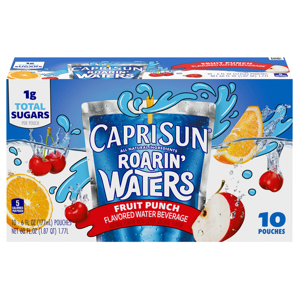 Capri Sun Roarin' Waters Beverage Pouches Fruit Punch Wave - 10 pk - 6 oz  pkg