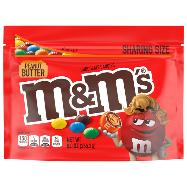 M&M's, Peanut Milk Chocolate Candy, Sharing Size, 3.27 Ounce