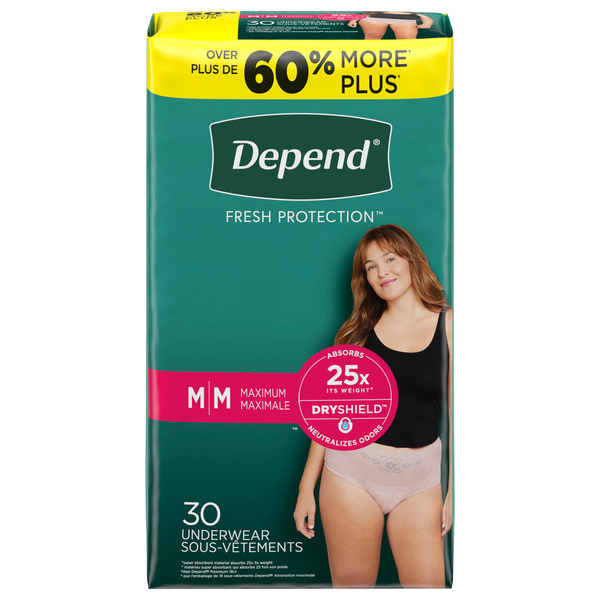 Depend Night Defense Adult Incontinence Underwear for Women, Disposable,  Medium M Blush