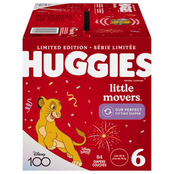 Huggies Little Movers Size 6 Baby Diapers 35+ lb - 84 ct box