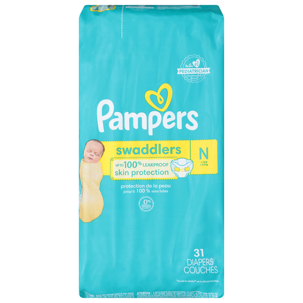 Pampers Swaddlers Newborn Baby Diapers Up to 10 lb 31 ct pkg