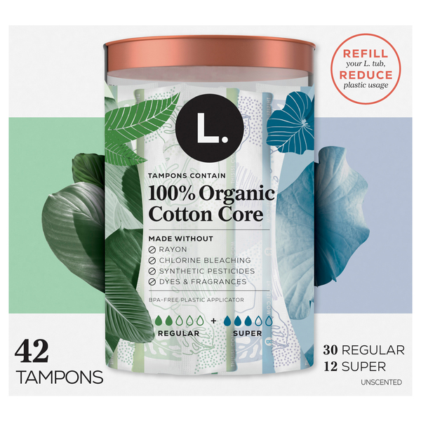 L. 100% Organic Cotton Core Unscented Regular + Super
